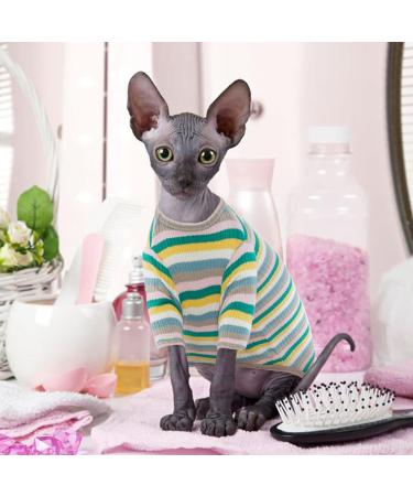 Breathable Summer T-Shirts for Hairless Cats | Soft Skin-Friendly Cotton Vests & Pajamas for Sphynx Cornish Rex & Devon Rex - XXL Green - Buy Online on GoSupps.com