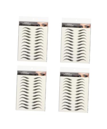 FRCOLOR 4 sheets Temporary Grooming Waterproof Decal Eyebrow Brow Makeup Hair-like Shaping on Transfers for 1 count (Pack of 1) Black