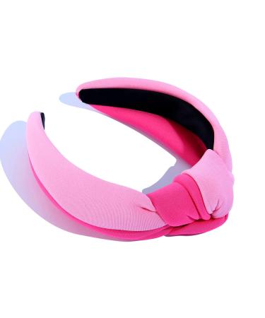 CULHEITE Fashion Knotted Headband Top Knot Hairband Padded Thick Wide Hair Hoop Summer Spring Fashion Holiday Hair Accessory Pink+rose red