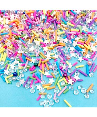NIANTU1125 100g Mixed Rhinestone Long Cylindrical Slices Polymer Clay Sprinkles for DIY Craft Nails Art Fluffy Slimes Filling Accessories Gift (Color : Colorful) - Buy Online on GoSupps.com