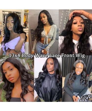 YUONSEE 13x4 Brazilian Body Wave Lace Front Human Hair Wig - 22 inch Natural Black | Pre Plucked HD Transparent Lace, 150% Density, Baby Hair | For Black Women - Buy Online on GoSupps.com