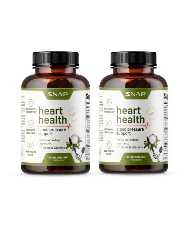 Heart Health Blood Pressure Supplement - Herbs to Lower Blood Pressure Naturally, Support Healthy Blood Circulation & Reduce Hypertension - Olive Leaf Extract, Turmeric & Other Vitamins - 180 Capsules 90 Count (Pack of 2)