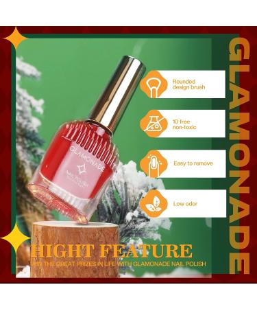 Glamonade Candy Cane Red Non-Toxic Nail Polish - Glossy & Trendy DIY Manicure at Home - Buy Online on GoSupps.com