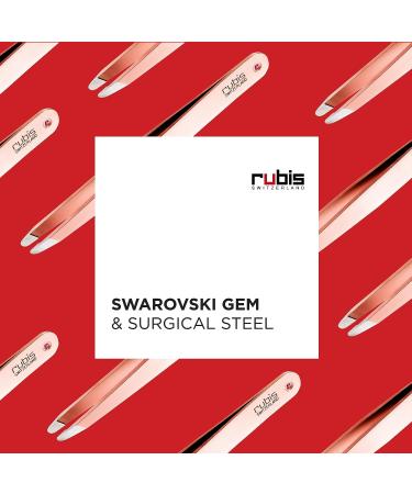 Rubis Classic Stainless Steel Slanted Tweezers with Real Ruby | Luxury Collection 1K103REDRU - Red Gold - Buy Online on GoSupps.com