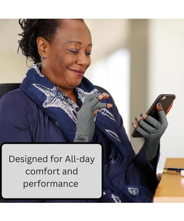 Arthritis Compression Gloves & Button Helper | Fingerless Carpal Tunnel Pain Relief for Men & Women | Wrist Brace for Rheumatoid & Tendinitis - 1 Pair - Buy Online on GoSupps.com