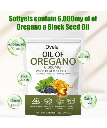 Ovela Oil of Oregano with Black Seed Oil Oil of Oregano Softgels 6000mg Pure & Natural Supplement Immune Support | Improving Gut Health | Boosts Energy Non-GMO Gluten Free (1) - Buy Online on GoSupps.com
