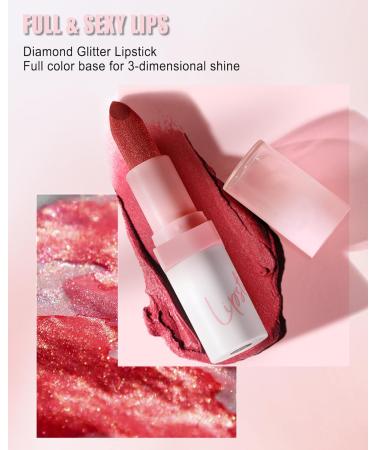 Buy Glitter Lipstick for Women - Long Lasting Sparkly Shimmer Waterproof Diamond Matte Finish Bold Impact Color for Stage & Party Makeup (01#Pink - Buy Online on GoSupps.com