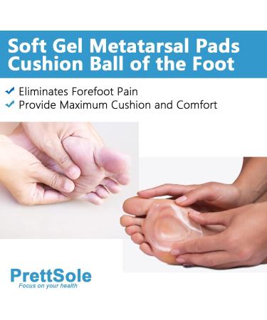 PrettSole Clear Metatarsal Pads - 4 Pairs for Women | Ball of Foot Cushion & Support | Gel Forefoot Cushions for Metatarsalgia & Morton's Neuroma Pain Relief - Buy Online on GoSupps.com