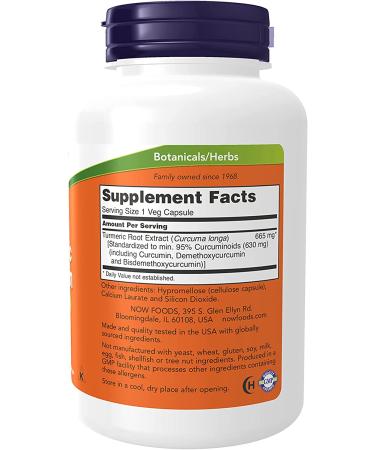 NOW Turmeric Curcumin Herbal Supplement - 120 Veg Capsules - Buy Online on GoSupps.com