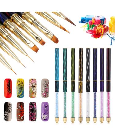 8x nail art brush set uv gel liner painting gradient brush stark nail art set manicure tool acrylic pencils Brush kits with cat eye road handle