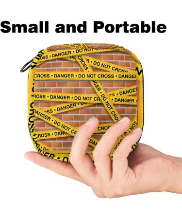 Menstruation Bag with Zipper - Stylish Women's Napkin & Tampon Collecting Bag | Yellow Police-Line Collection - Buy Online on GoSupps.com