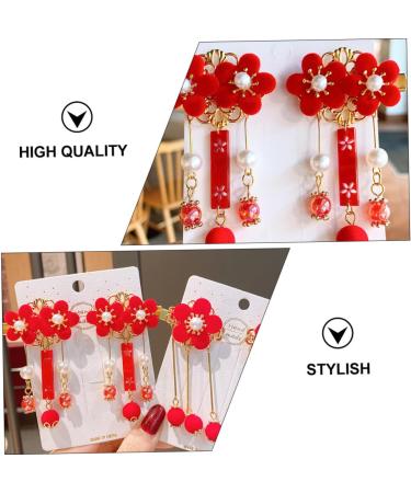 FRCOLOR Hair Sticks 3 Pairs tassel antique style hair clip Chinese Style Hair Clips chinese hair clip Tassel Hair Clip beaded hair accessories Plum Hair Accessories Hanfu baby fabric plum - Buy Online on GoSupps.com