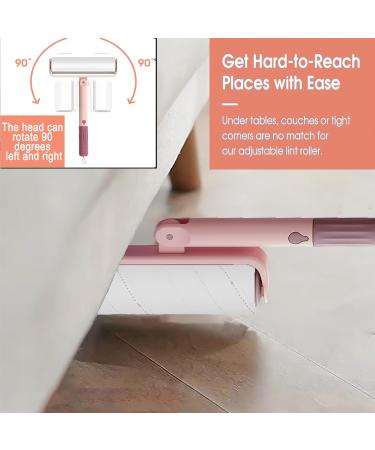 Buy Extendable Long Lint Roller with Dust-Proof Cover - 3 Refills 180 Sheets for Furniture Clothes Carpets & Curtains (Pink) - International Shipping Available - Buy Online on GoSupps.com