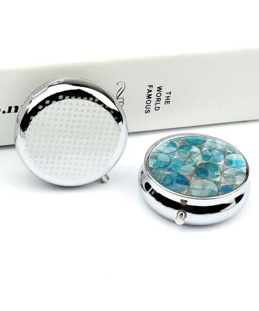 Buy Portable 3 Compartment Pill Box - Travel Medicine Organizer with Silver Lines | Compact Round Pill Case for Purse & Pocket - Buy Online on GoSupps.com