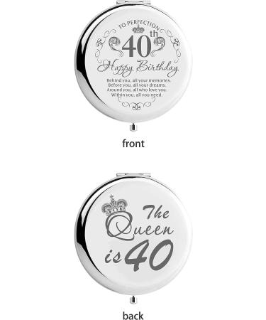 40th Birthday Gifts for Women - Compact Mirror and Makeup Bag Set | Silver Bday Gifts - Buy Online on GoSupps.com