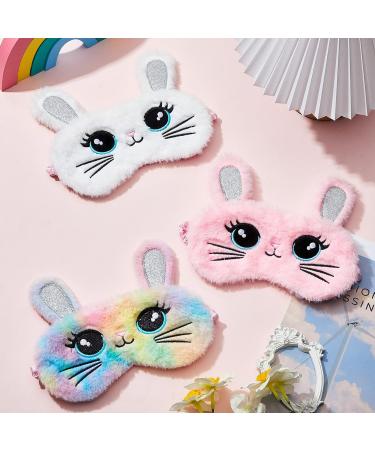 Kids Plush Sleep Mask 3-Pack - Colorful Rabbit Style Eye Cover for Girls - Buy Online on GoSupps.com