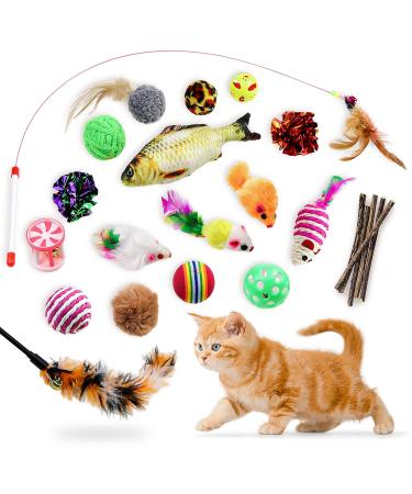 Gaiusikaisa cat toys set 23 pieces cat toys cat interactive toy kitten with cat toys mouse feathers matatabi cat fishing ball catnint - Buy Online on GoSupps.com