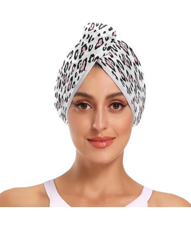 Love Leopard Pattern Dry Hair Cap & Quick Drying Towel Set - Super Absorbent Soft & Comfortable - 2 Piece Set - Buy Online on GoSupps.com