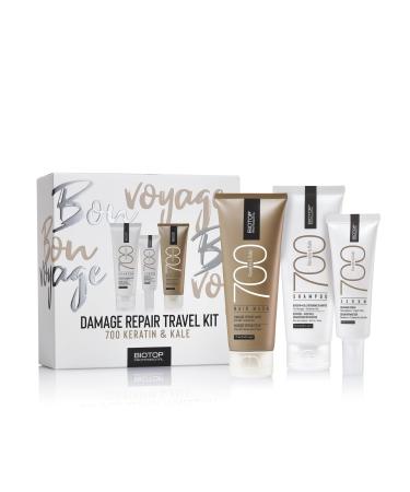 Biotop Professional 700 Keratin + Kale Travel Kit - Shampoo Hair Mask & Serum for Dry Frizzy or Color-Treated Hair - Strengthens Smooths & Protects with Keratin Kale & Vitamins (3 Piece Set)