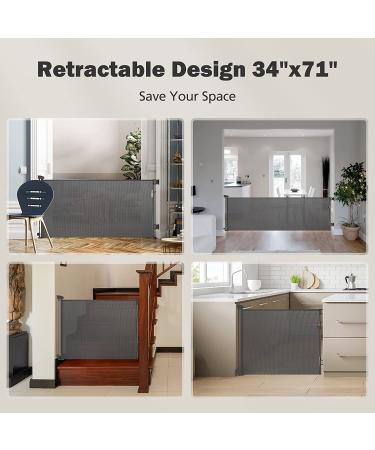 71'' Retractable Baby Gates for Stairs Auto Lock Baby Gates for Doorways 34''Tall  Extends Up to 77Wide Dog Gates for Doorways Hallways - Buy Online on GoSupps.com