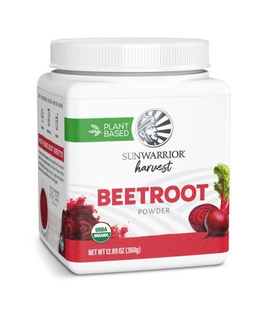 Beet Root Powder Increase Stamina Blood Flow Circulation Natural Nitric Oxide Non-GMO Keto Vegan Superfood for Smoothies Acai Pudding Baking 360g sq tub (90 SRV) Organic Harvest by Sunwarrior