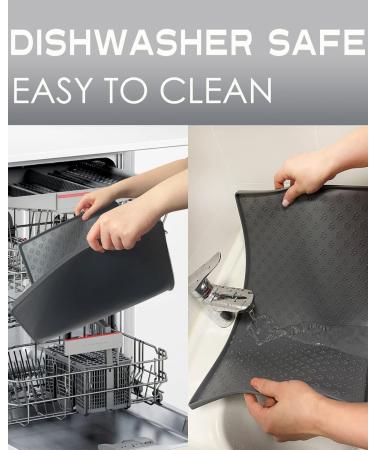 AVYDIIF Silicone Pet Food Mat - Waterproof, Slip Resistant, Raised Edge - Grey, Medium 18.9 X 11.8 | Dishwasher Safe, Anti-Messy, Spill-Proof Bowl Mat - Buy Online on GoSupps.com