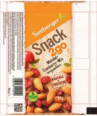 SEEBERGER Almond-Cranberry Mix Snack2Go 12x50g - Buy Online on GoSupps.com
