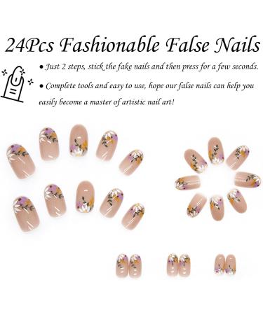 Rainbow Swirl Square False Nails Short 24Pcs - Cute Press on Nails with Glue - Pastel Stick on Nails - Nail Art Set (#XH) - Buy Online on GoSupps.com