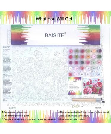 Poppy Flowers Paint by Numbers Kit | 16x20 Canvas for Adults & Kids | Includes Acrylic Paints & Brushes (BSC011) - Buy Online on GoSupps.com