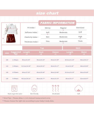 Miipat Baby Girl Fall Winter Outfit Set | Long Sleeve Pullover Top with Mini Skirt | Girls Dress 5-6 Years | WhiteBrown - Buy Online on GoSupps.com