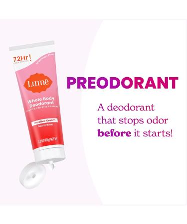 Lume Whole Body Deodorant - Invisible Cream Tube - 72 Hour Odor Control - Aluminum Free Baking Soda Free Skin Safe - 3.0 ounce (Peony Rose) Peony Rose 3 Ounce (Pack of 1) - Buy Online on GoSupps.com