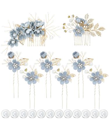 inSowni 20 Pack Classy Dusty Blue Flower Bridal Wedding Hair Side Combs+Floral Hair Pins+Twist Spiral Pearl Hair Pins Clips Pieces Formal Prom Headpieces Accessories for Brides Bridesmaids Women Girls 20 Pack Light Blue ... - Buy Online on GoSupps.com