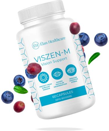 Viszen-M Eye Health Vitamins Complete Vision Formula with Lutein Zeaxanthin Quercetin and Bilberry 60 Capsules - Elan Healthcare - Buy Online on GoSupps.com