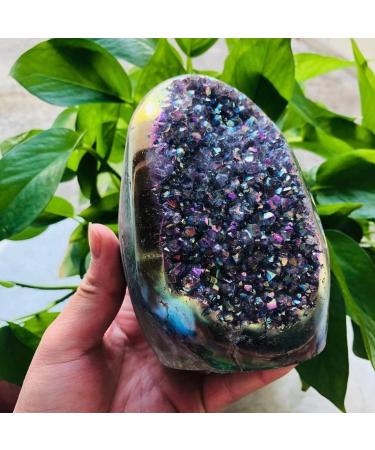 Natural Crystal Rough Home Decoration 310 g-1500 g Natural Halo Colorful Amethyst Quartz Crystal gem geode Cluster for Display 1 Piece Stones (Color : 970g-1070g 1pc)