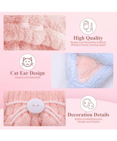 Boloshine 2-Pack Microfiber Hair Towel Hat | Cat Ear Fast Drying Turban Wrap | Super Absorbent Travel Bathroom Head Wrap for Women (Pink & Blue) - Buy Online on GoSupps.com