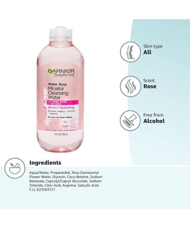 Buy Garnier SkinActive Rose Micellar Cleansing Water 13.5 fl oz - Gentle Cleanser with Rose Water & Glycerin - Buy Online on GoSupps.com