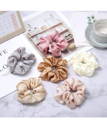 6 Silk Scrunchies for Women - Soft Elastic Hair Ties in 6 Colors | Lolalet Large Satin Scrunchies - Buy Online on GoSupps.com