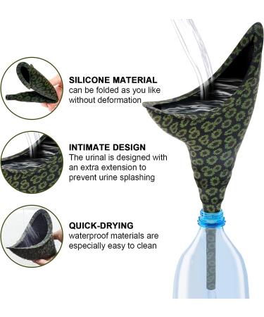 MVUOCR Female Urination Device - Reusable Portable Standing Up Pee Funnel with Extension Tube - Silicone Collapsible Splash-Proof Urinal for Travel, Outdoor Activities, Hiking, Climbing - Black Flower - Buy Online on GoSupps.com