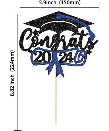1Pc Congrats 2024 Cake Topper Blue Glitter Class of 2024 Happy Graduation Congrats Grad 2024 Graduation Cake Decoration for 2024 Congrats Grad Party Decorations 2-blue - Buy Online on GoSupps.com