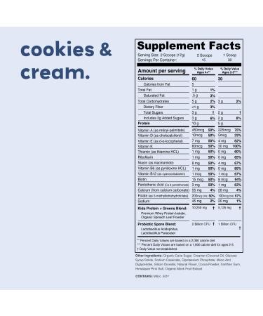 Cookies & Cream Mighty Milk - All-in-One Kids Protein Powder & Multivitamin with Probiotics - Organic Spinach & Natural Ingredients - 15-30 Servings - Buy Online on GoSupps.com