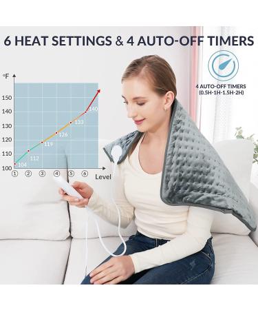 Aholard Electric Heating Pad - 30x16 Large Heat Pad for Back Pain Relief - 6 Heat Settings & Auto Shut Off - Moist/Dry Therapy for Shoulder & Neck - Washable - Buy Online on GoSupps.com