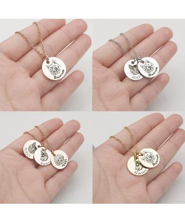 Anavia Personalized Pet Portrait Necklace - Handmade Pet Memorial Jewelry Gift - Custom Engraved Round Disc Necklace for Pet Lover - Dog Cat Memorial Necklace, Silver - Buy Online on GoSupps.com