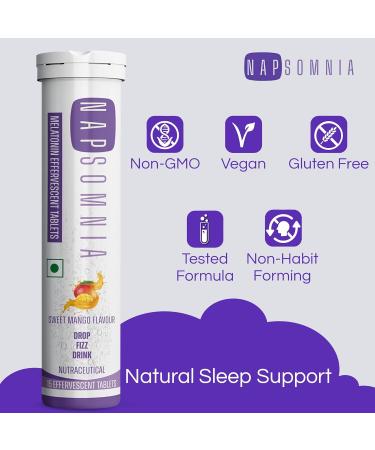 Melatonin Effervescent Tablets (Sweet Mango, 30 Count) Dissolvable Melatonin Capsules w/ L-Theanine, Chamomile, & More - Sleep Aid Supplement for Adults - Vegan, Non GMO Melatonin Supplement Mango 15 Count (Pack of 2) - Buy Online on GoSupps.com