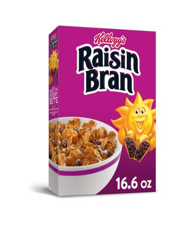 Kellogg's Raisin Bran Cold Breakfast Cereal, High-Fiber Cereal, Heart Healthy, Original, 16.6oz Box (1 Box) Original 1.03 Pound (Pack of 1)