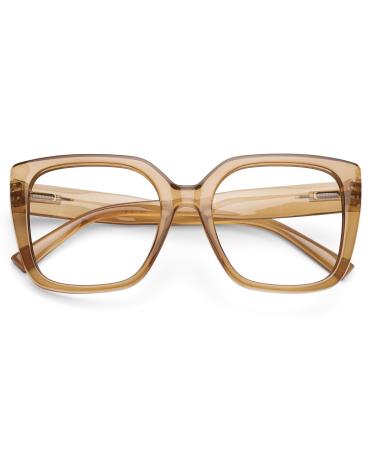 DOOViC Blue Light Filter Glasses/Reading Glasses Oversize Modern Women JS028 028c3 Brown 3.0 x