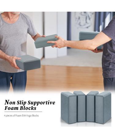 4 Pcs Soft EVA Foam Yoga Blocks | Supportive Brick for Pilates & Meditation | Non-Slip Exercise Equipment | Grey, 9x6x3 Inches - Buy Online on GoSupps.com