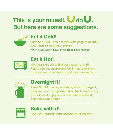 GUUD Fruity Almond Muesli Cereal 12oz - Gluten-Free Oats, Raisins, Almonds, Cranberries, Flax & Pumpkin Seeds - Vegan, Non-GMO & Kosher Certified - Buy Online on GoSupps.com