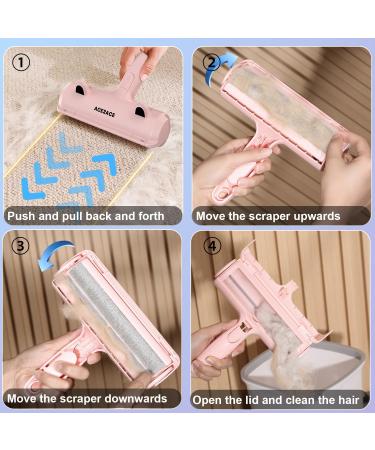 ACE2ACE Pet Hair Remover Roller Reusable Cat Hair Remover Dog Hair Removal Brush Self Clean Lint Roller Fur Removal Roller Tool for Sofa Couch Carpet Bedding and Furniture Pink - Buy Online on GoSupps.com