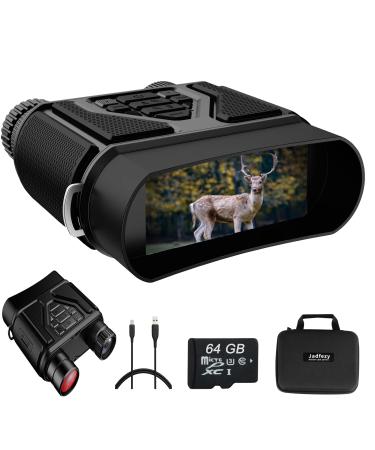 Jadfezy Night Vision Goggles Night Vision Binoculars for Total Darkness,Digital Infrared Night Vision with 3'' Large Viewing Screen and 64GB SD Card for Camping and Hunting Black