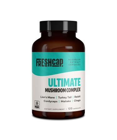 FreshCap, Ultimate Mushroom Complex - Lion's Mane, Reishi, Cordyceps, Chaga, Turkey Tail, Maitake - Supplement - Real Fruiting Body - No Fillers 120 Count (Pack of 1)